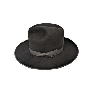 Preowned Black Fur Felt Fedora - Colombian Puerto Fino Brand - Hat Size 6 3/4